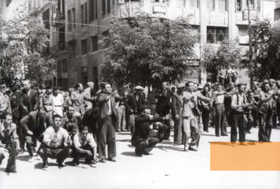 Image: Thessaloniki, July 11, 1942, Public humiliation of Jewish men on Freedom Square, Yad Vashem
