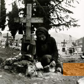 Image: Distomo, 1945, A survivor of the massacre tending to a grave, Benaki Museum - Photographic Archive, Voula Papaioannou