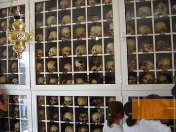 Image: Distomo, 2004, Interior view of the ossuary and chapel with victims' skulls, Alexios Menexiadis