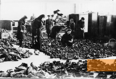 Image: Szeged, 1945, With the permission of the Soviet occupation authorities, Jewish survivors sort shoes of deported Jews in the synagogue, Móra Ferenc Múzeum, Szeged