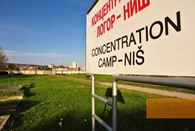 Image: Niš, 2010, Sign at the entrance to the former camp premises, www.goingslowly.com, Tara Alan & Tyler Kellen