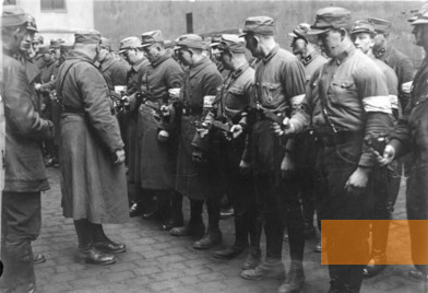 Image: Berlin, 1933, SA deployed as auxiliary police during arms inspection, Bundesarchiv, Bild 102-02974A