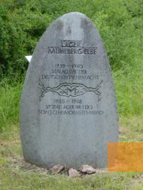 Image: Mühlberg, 2004, Memorial stone at the entrance of the former camp site, Graham Johnson