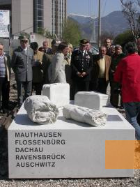 Image: Bolzano, 2005, Monument at the starting point for many deportations, designed by Christine Tschager, Carla Giacomozzi