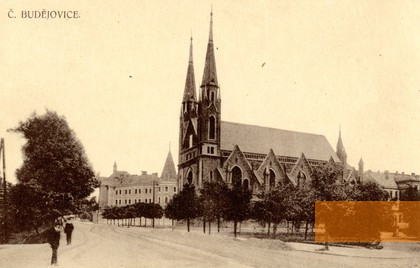 Image: Budweis, about 1900, The neo-Gothic synagogue consecrated in 1888, Jihočeské muzeum v Českých Budějovicích