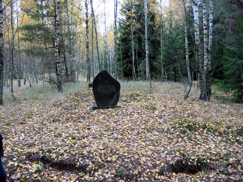 Jurburg, o. D., Gedenkstein an der Erschießungsstelle an der Landstraße nach Smalininkai, Stiftung Denkmal