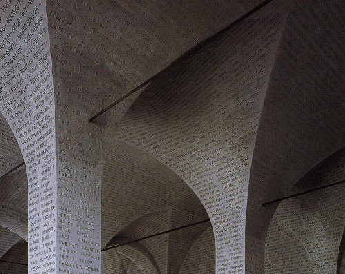 Carpi, o.D., »Raum der Namen« im Museum, Fondazione Fossoli