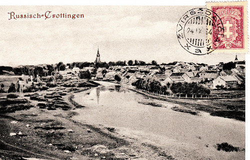 Krottingen, vor 1914, Ansichtskarte von »Russisch-Crottingen«, gemeinfrei