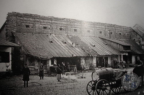 Scharhorod, 1930, Jüdische Geschäfte am ehemaligen Rathaus, Foto: P. Zholtovskiy