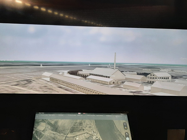 Jasenovac, 2024, Visualisierung des Lagers auf einem Computerterminal in der Dauerausstellung, Stiftung Denkmal