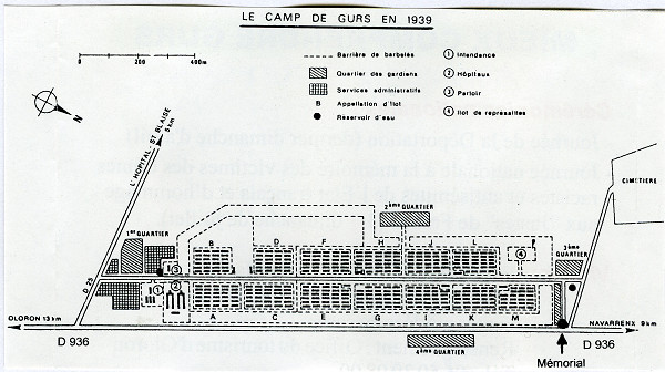 Gurs, 1939, Plan des Internierungslagers Gurs im Jahr 1939, Camp de Gurs