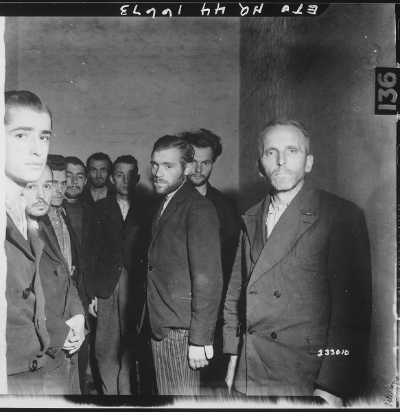 Lüttich, 1944, Nach der Befreiung von Lüttich verhaftete deutsche Gestapo-Agenten werden in einer Zelle in der Zitadelle von Lüttich festgehalten, National Archives and Records Administration, College Park, 531331, gemeinfrei