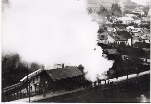 Deutschendorf, um 1942, Deportationsbahnhof, Múzeum SNP